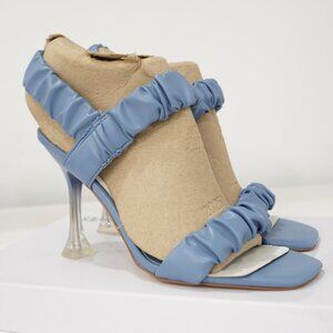Nine West Suede Light Blue Ankle Strap Heels Open Toe